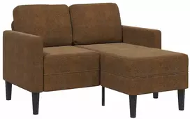 Dvivietė sofa su šezlongu, L formos, ruda, 125 cm, dirbtinė oda