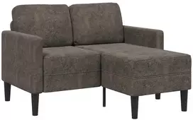 Dvivietė sofa su šezlongu, L formos, tamsiai pilka, 125 cm, dirbtinė oda