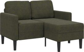 Dvivietė sofa su šezlongu, L formos, tamsiai žalia, 125 cm, dirbtinė oda