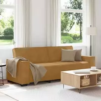 Trivietė sofa, ruda, 220x78x84 cm, aksominė