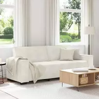Trivietė sofa, kreminės spalvos, 220x78x84 cm, aksomas