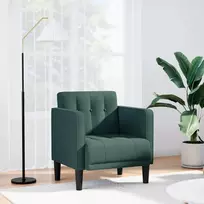 Fotelis Sofa-kėdė su porankiais, tamsiai žalia, 53 cm, audinys