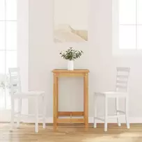 Baro kėdės, 2 vnt., baltos, masyvi mediena, guma