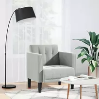 Fotelis Sofa-kėdė su porankiais, šviesiai pilka, 53 cm, aksomas