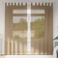 Voilės užuolaidos su kilpelėmis, 2 vnt., šviesiai rudos, 140x245 cm