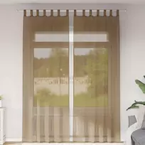 Voilės užuolaidos su kilpelėmis, 2 vnt., šviesiai rudos, 140x260 cm