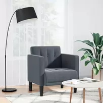 Fotelis Sofa-kėdė su porankiais, tamsiai pilka, 53 cm, aksomas