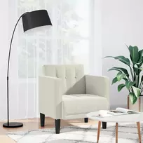 Fotelis Sofa-kėdė su porankiais, kreminės spalvos, 53 cm, aksomas