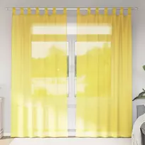 Voilės užuolaidos su kilpelėmis, 2 vnt., geltonos, 140x245 cm