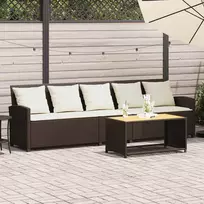Lauko baldų komplektas Sodo sofa, 5 vietų, su pagalvėlėmis, ruda, poliratanas