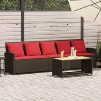 Lauko baldų komplektas Sodo sofa, 5 vietų, su pagalvėlėmis, ruda, poliratanas