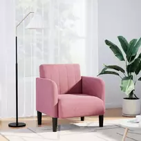 Fotelis Sofa-kėdė su porankiais, rožinė, 54 cm, aksomas
