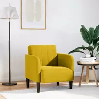 Fotelis Sofa-kėdė su porankiais, geltona, 54 cm, aksomas