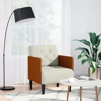 Fotelis Sofa-kėdė su porankiais, kreminės spalvos, 55 cm, aksomas