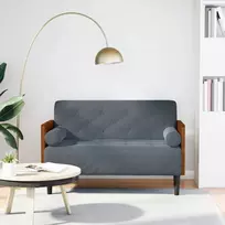Dvivietė sofa su pagalvėlėmis, tamsiai pilka, 110 cm, aksomas
