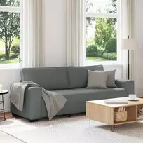 Trivietė sofa, tamsiai pilka, 220x77x82 cm, audinys