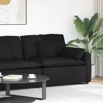 Modulinė sofa su porankiu ir pagalvėlėmis, juoda, 100 cm