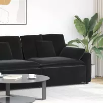 Modulinė sofa su porankiu ir pagalvėlėmis, juoda, 100 cm