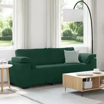 Trivietė sofa, tamsiai žalia, 220x77x82 cm, aksomas
