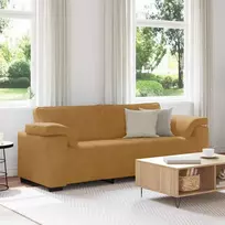 Trivietė sofa, ruda, 220x77x82 cm, aksominė