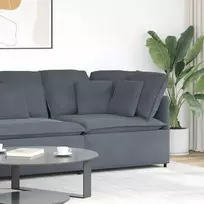 Modulinė kampinė sofa su pagalvėlėmis, tamsiai pilka, 100 cm