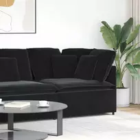 Modulinė kampinė sofa su pagalvėlėmis, juoda, 100 cm