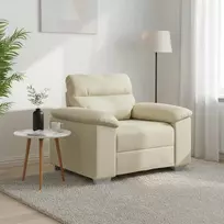 Sofa-kėdė, kreminės spalvos, 100x81x84 cm, dirbtinė oda
