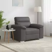 Fotelis Sofa-kėdė, pilka, 100x81x84 cm, dirbtinė oda