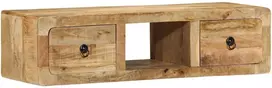 Prie sienos montuojama televizoriaus spintelė, 100x32x25 cm, masyvi mango mediena