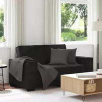 Dvivietė sofa, juoda, 160x78x84 cm, aksominė