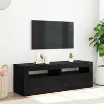 TV staliukas TV spintelė su LED lemputėmis, juodo ąžuolo spalvos, 120x35x40cm, inžinerinė mediena