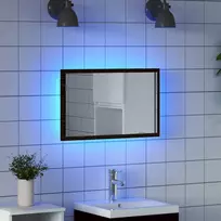 Vonios veidrodis su LED lemputėmis, juodo ąžuolo spalvos, 60x8,5x37 cm