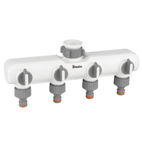BRADAS 4-krypčių skirstytuvas su 1″-3/4″ vidiniu sriegiu ir vožtuvais /WHITE LINE