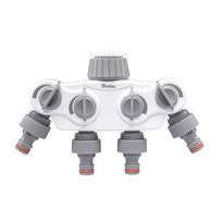 BRADAS 4-krypčių skirstytuvas su vidiniu sriegiu 1″- 3/4″ SOLID SU VOŽTUVAIS /WHITE LINE