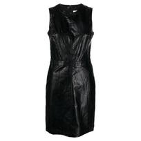 Midi suknelė moterims, Juoda, Fitted leather dress