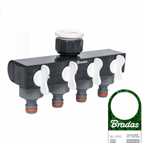 BRADAS 4-krypčių skirstytuvas 1″- 3/4″ su vožtuvais /WHITE LINE