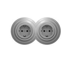 Reblig - Dviguba retro sieninė rozetė su rėmeliu SCHUKO 230 V pilka