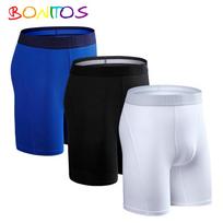 BONITOS 3Vnt Ilgos Vienspalvės Vyriškos apatinės kelnaitės Medvilniniai Boksai Patogūs Vyriški apatiniai M