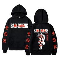 Bad Omens Grupės Turo Amerikietiškos Muzikos Spaudinys Su Gobtuvu Ramybės Pabaiga Kaukolės Grafikos Gobtuvai Vyriški Roko Gotikiniai Džemperiai XS juoda