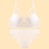 Sexy Lace Embroidery Fashionable Detachable Thin Strap Underwear Thin Top Thick Bottom Small Chest Push Up Women's Bra Set 80D brown
