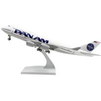 1/400 Metalinis derva lėktuvas 30cm747 B747 Lėktuvas Pan Am Oro linijų Lėktuvas Modelis Lėktuvas su ratukais nusileidimo įranga Kolekcijai Parodai mėlyna/balta