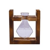 Bonsai Decor Hydroponic Plant Vase Creative Glass Combination Flower Pot Transparent Wooden Frame Flower Arrangement Container bordinė