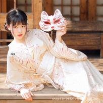 Women's Japanese Modified Furisode Kimono Yukata - Formal Traditional Wafuu Dress, Ideal for Photography, One Size Fits All. Kimono only