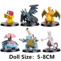 Pokemon 6 vnt./rinkinys Anime figūrėlė Pikachu 6-7cm Figūrėlė Charizard Blastoise Squirtle Bulbasaur Veiksmo figūrėlės Modelis žaislai Dovanos