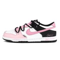 Nike Dunk Abrasion Resistant Lightweight Wear resistant And Lightweight Low top Skateboard Shoes Women's Black Pink DD1503-101(Team1481-Pink Noir) 36.5