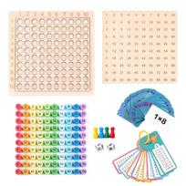 Wooden Math Toy: Multiplication Board Game for Kids’ Counting & Learning Education įvairiaspalvis