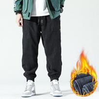 Autumn Winter Corduroy Sweatpants Men Baggy Joggers Fashion Streetwear Casual Fleece Harem Pants Plus Size 5XL M juoda