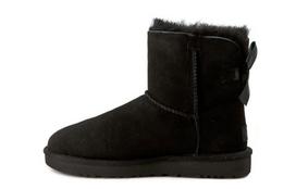 UGG Mini Bailey Bow Ii Classic Fleece Lined Black Women's 1016501-BLK 36