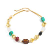 Vintage Beads Short Choker Stone Clavicle Chain Temperament Colorful Resin Necklace  Gift Style 1
