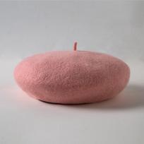 Warm Women Wool Beret Elastic Artistic Hat Elegant British Beanie Hat  Winter rožinė